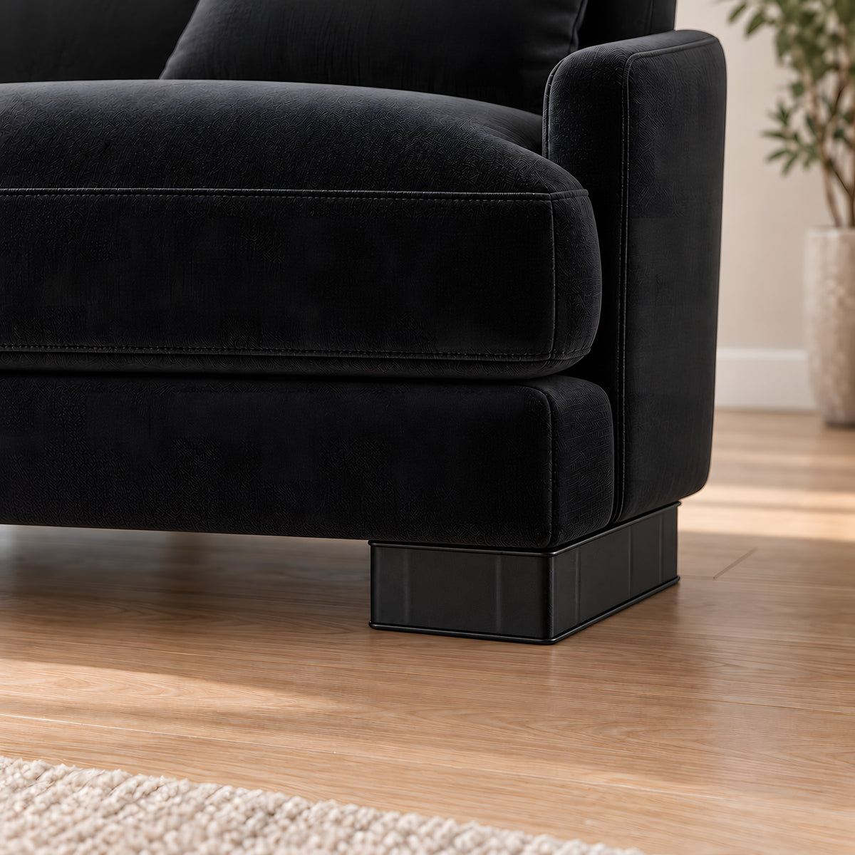 Plastic leg K06 square corner — Plastic leg K06 square corner · on a sofa, living room