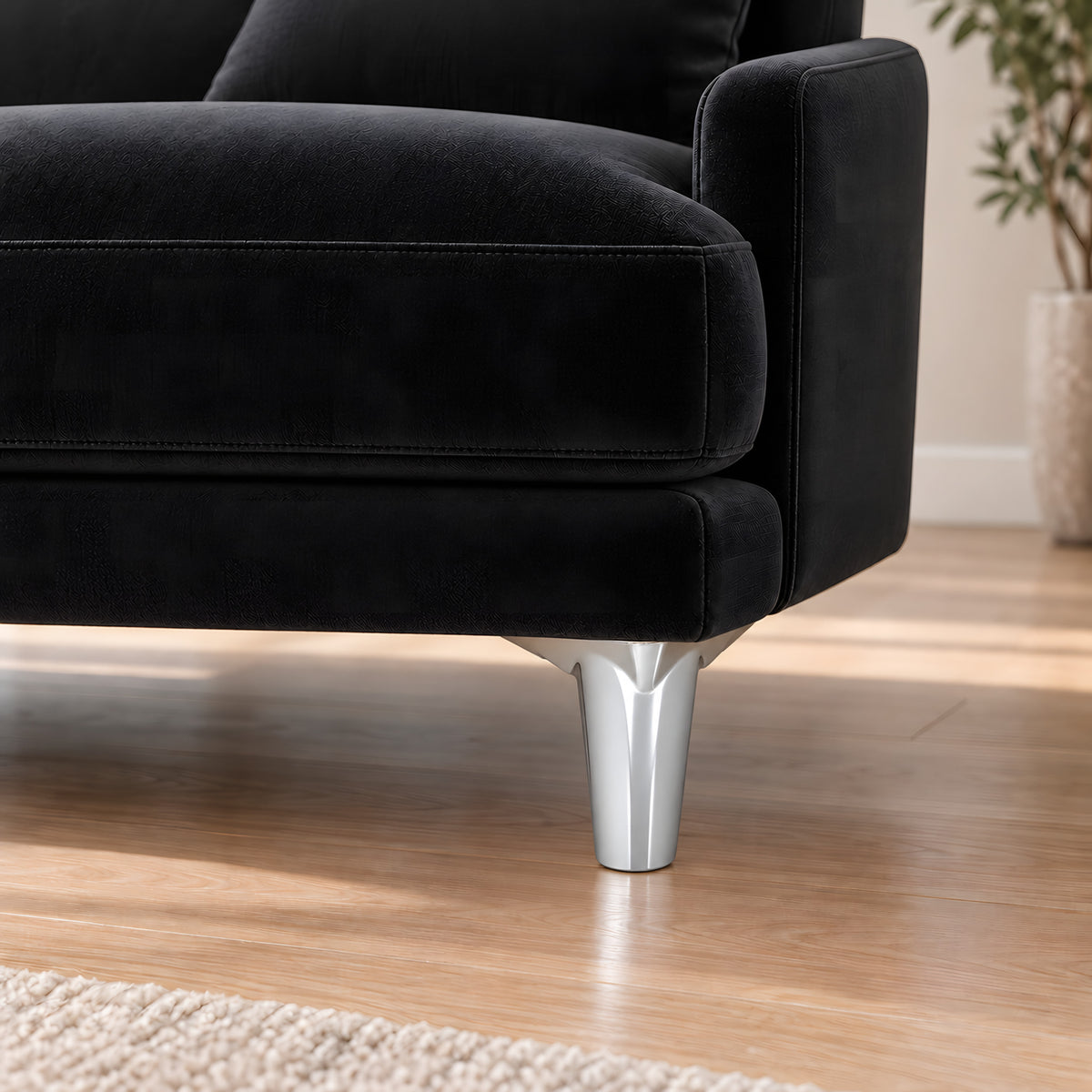 Plastic leg K09 silver — Plastic leg K09 silver · on a sofa, living room