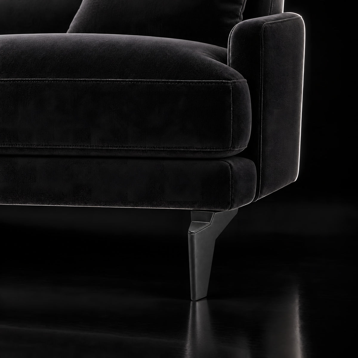 Plastic leg K10 black — Plastic leg K10 black · on a sofa, black studio