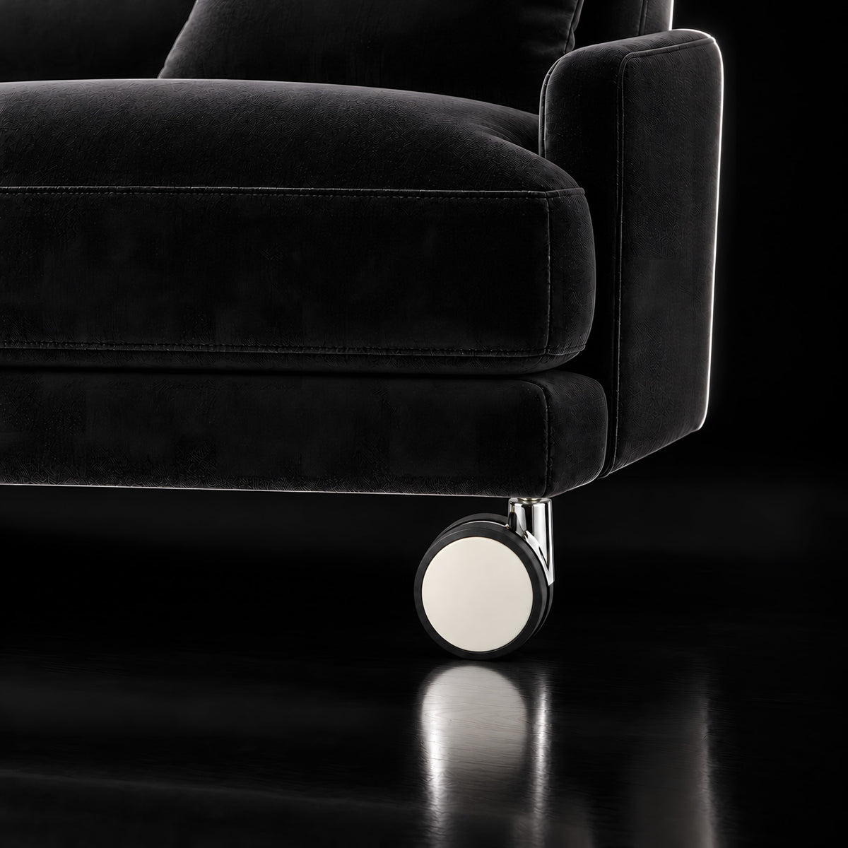 Caster P004B — Caster P004B · on a sofa, black studio