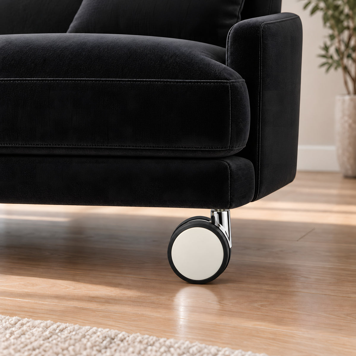 Caster P004B — Caster P004B · on a sofa, living room