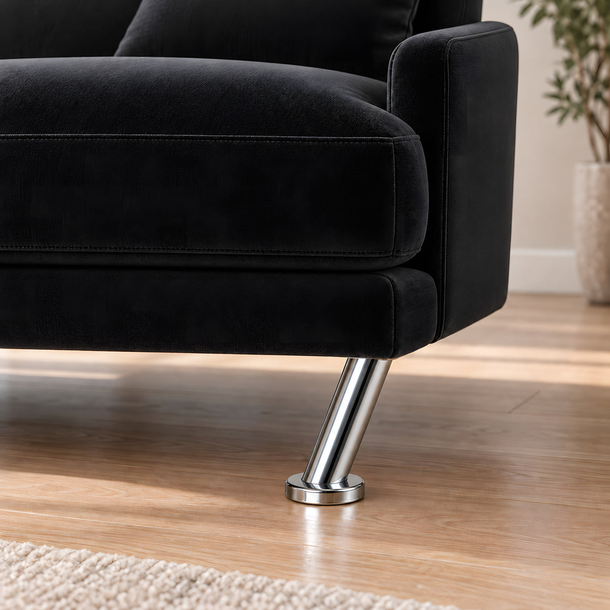 Metal leg S106 12 cm — Metal leg S106 12 cm · on a sofa, living room