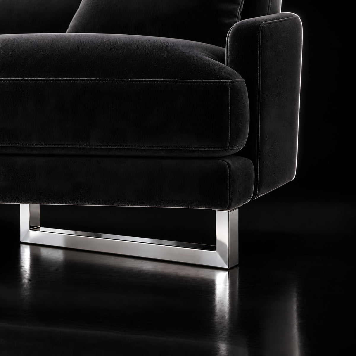 Metal leg S217 — Metal leg S217 · on a sofa, black studio