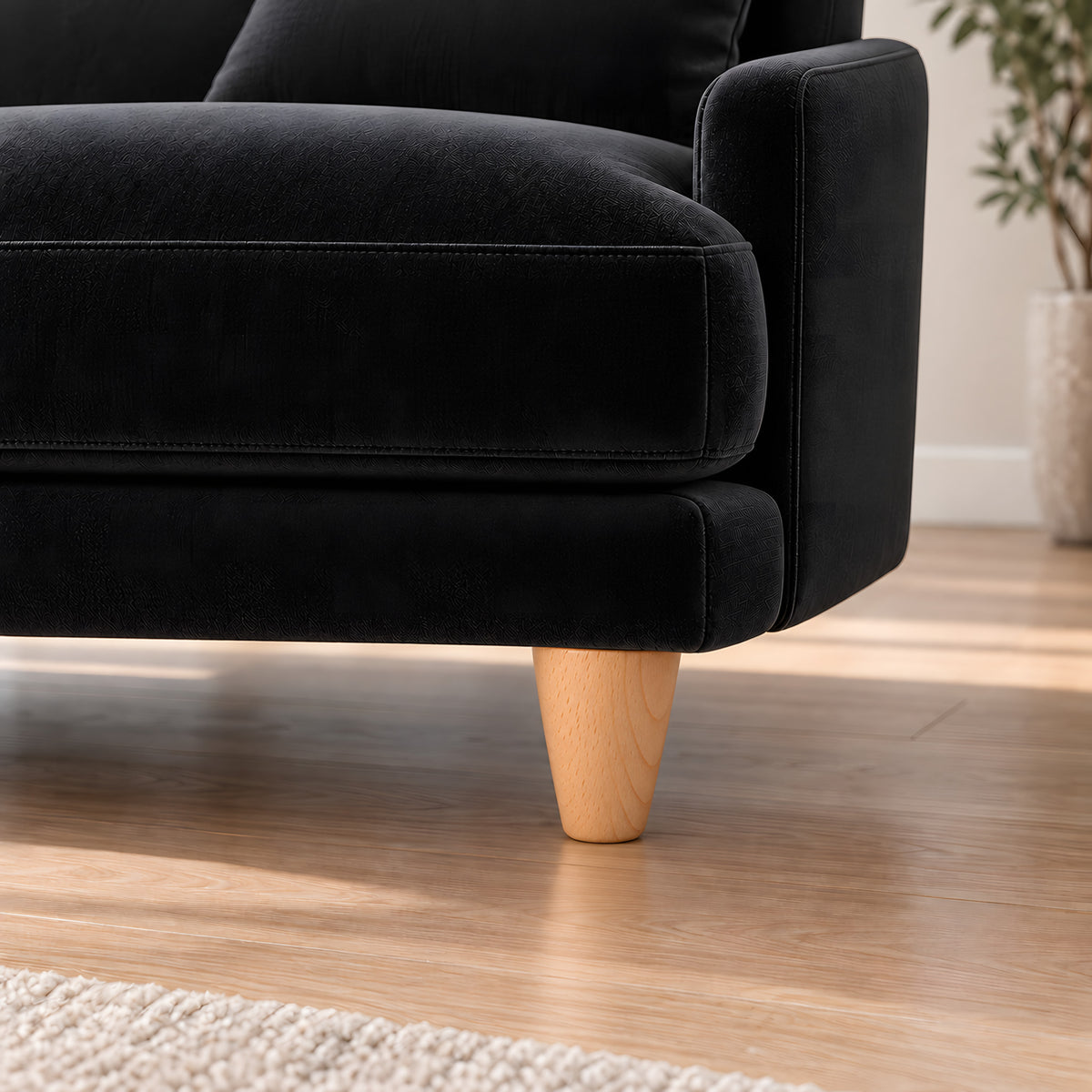 Wooden leg 102 — Wooden leg 102 · on a sofa, living room