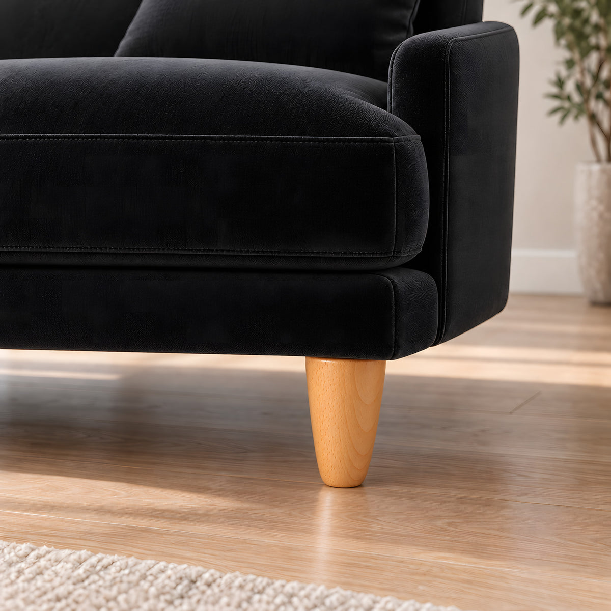 Wooden leg 103 — Wooden leg 103 · on a sofa, living room