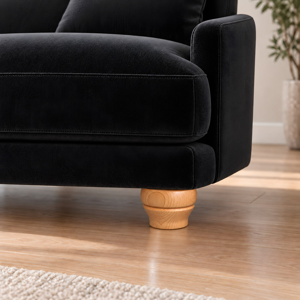 Wooden leg 116 — Wooden leg 116 · on a sofa, living room
