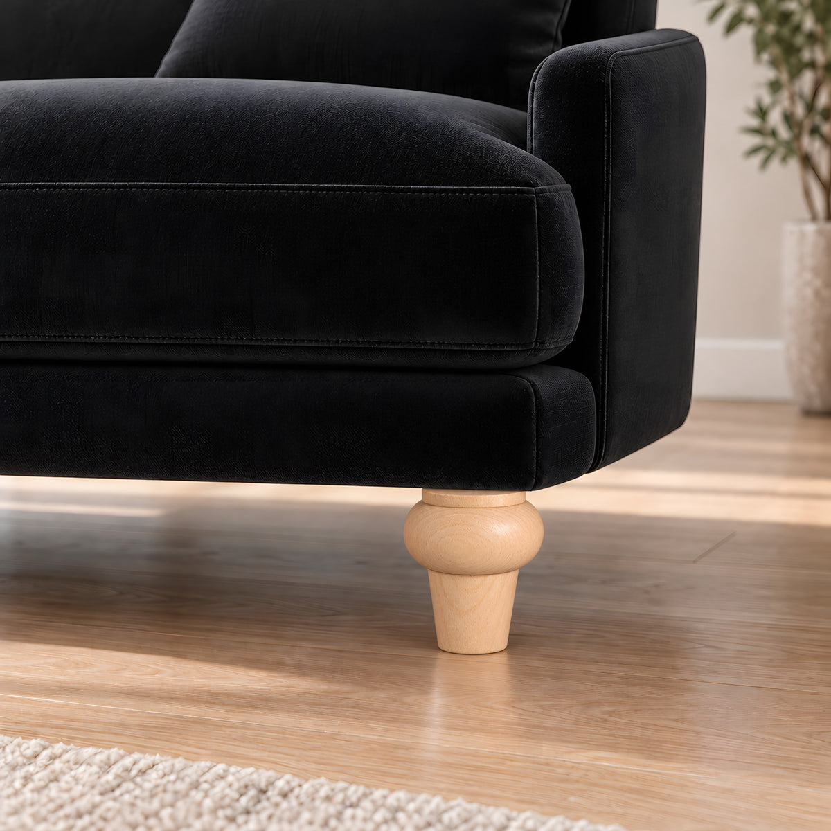 Wooden leg 187 — Wooden leg 187 · on a sofa, living room