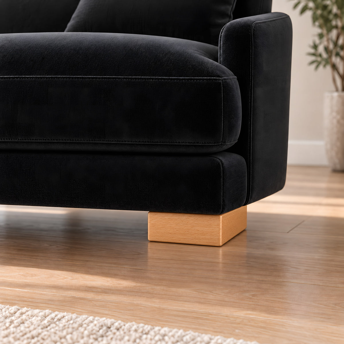 Wooden leg 208 — Wooden leg 208 · on a sofa, living room