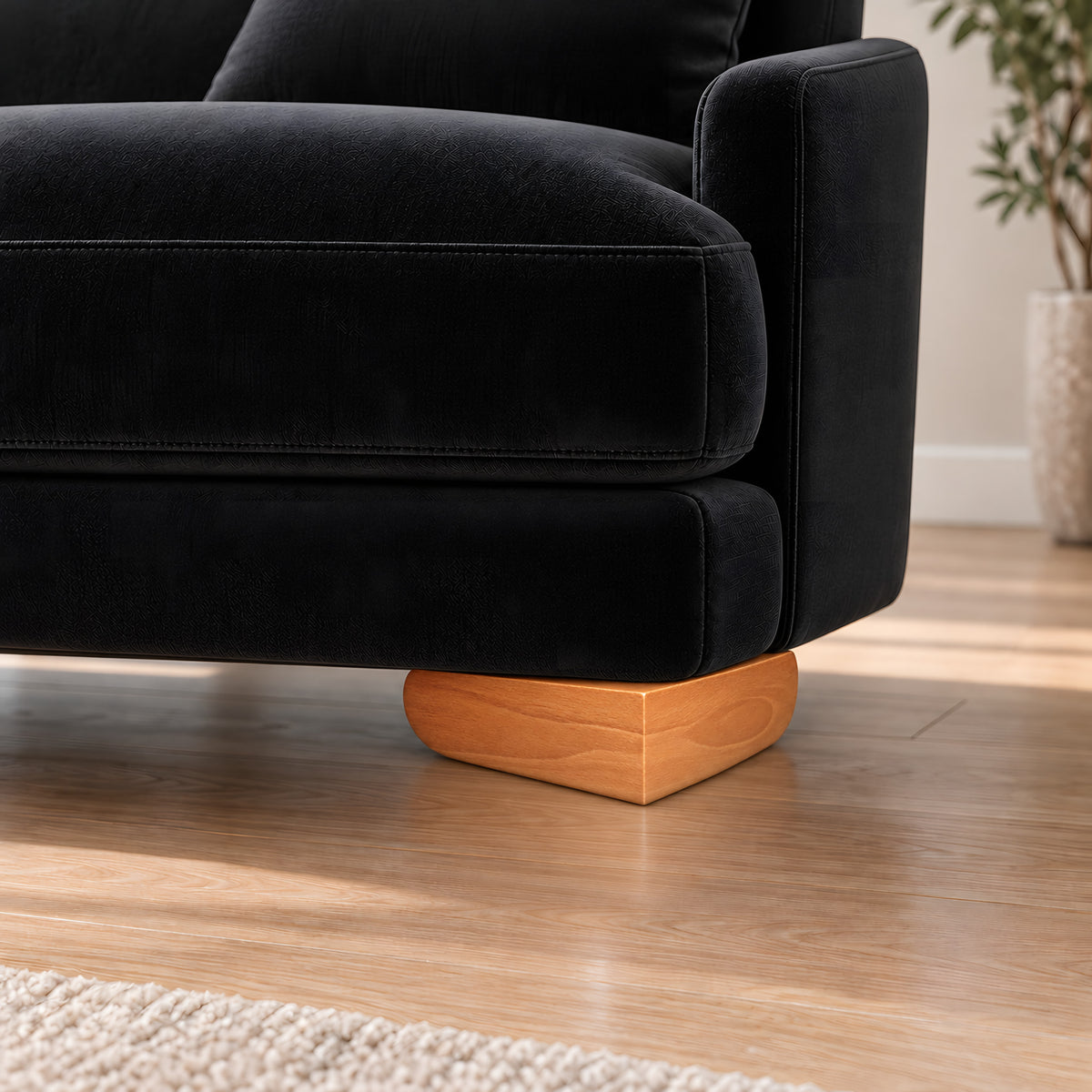 Wooden leg 214 — Wooden leg 214 · on a sofa, living room
