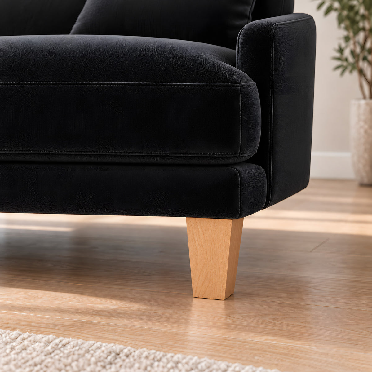 Wooden leg 303 — Wooden leg 303 · on a sofa, living room