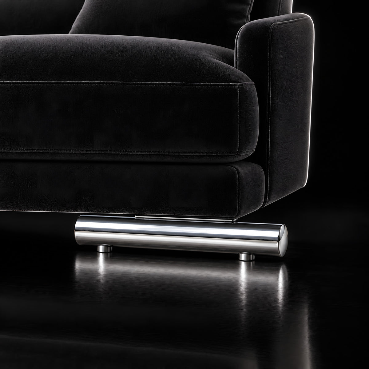 Metal leg S 13 40 × 15 cm — Metal leg S 13 40 × 15 cm · on a sofa, black studio