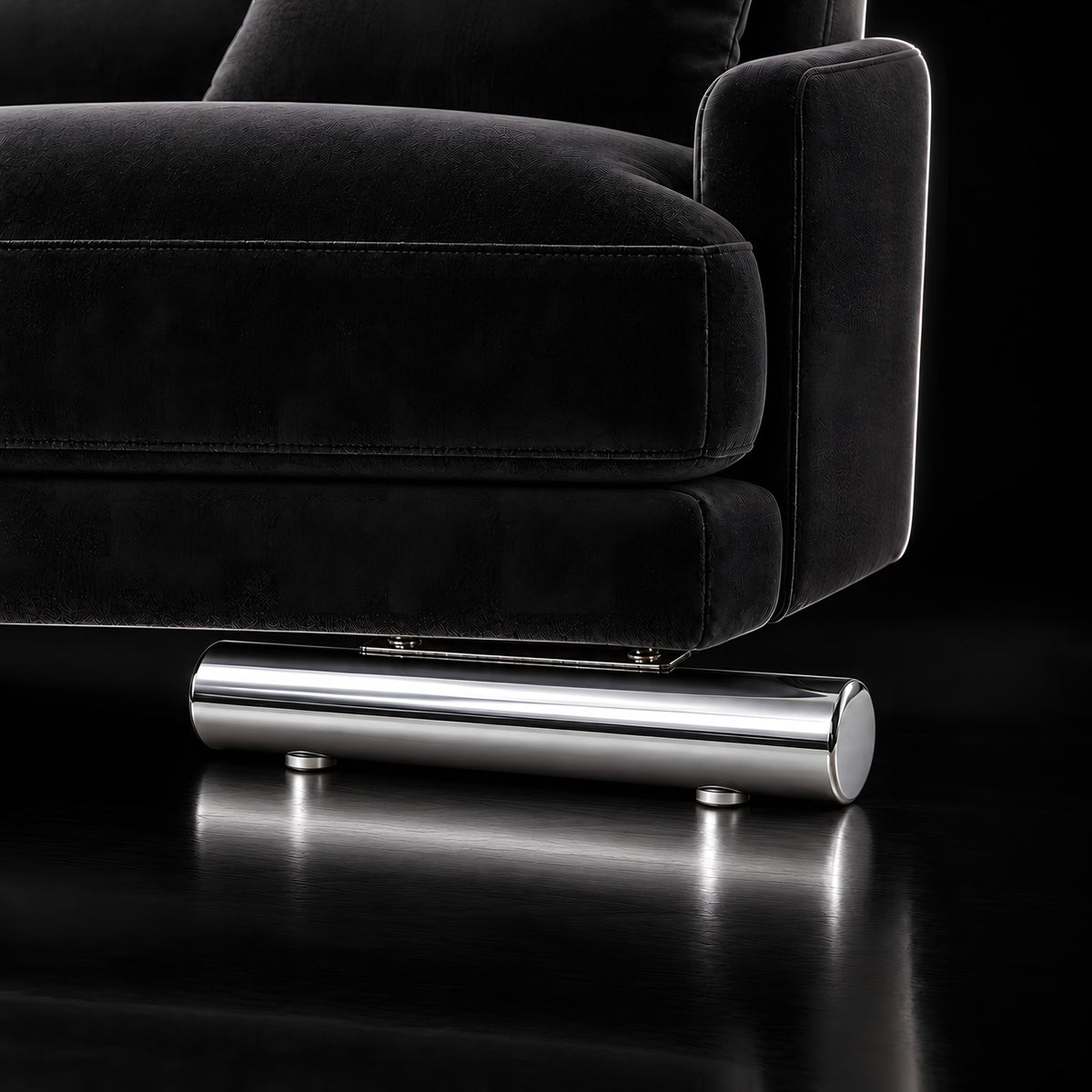 Metal leg S 14 40 × 15 cm black — Metal leg S 14 40 × 15 cm black · on a sofa, black studio
