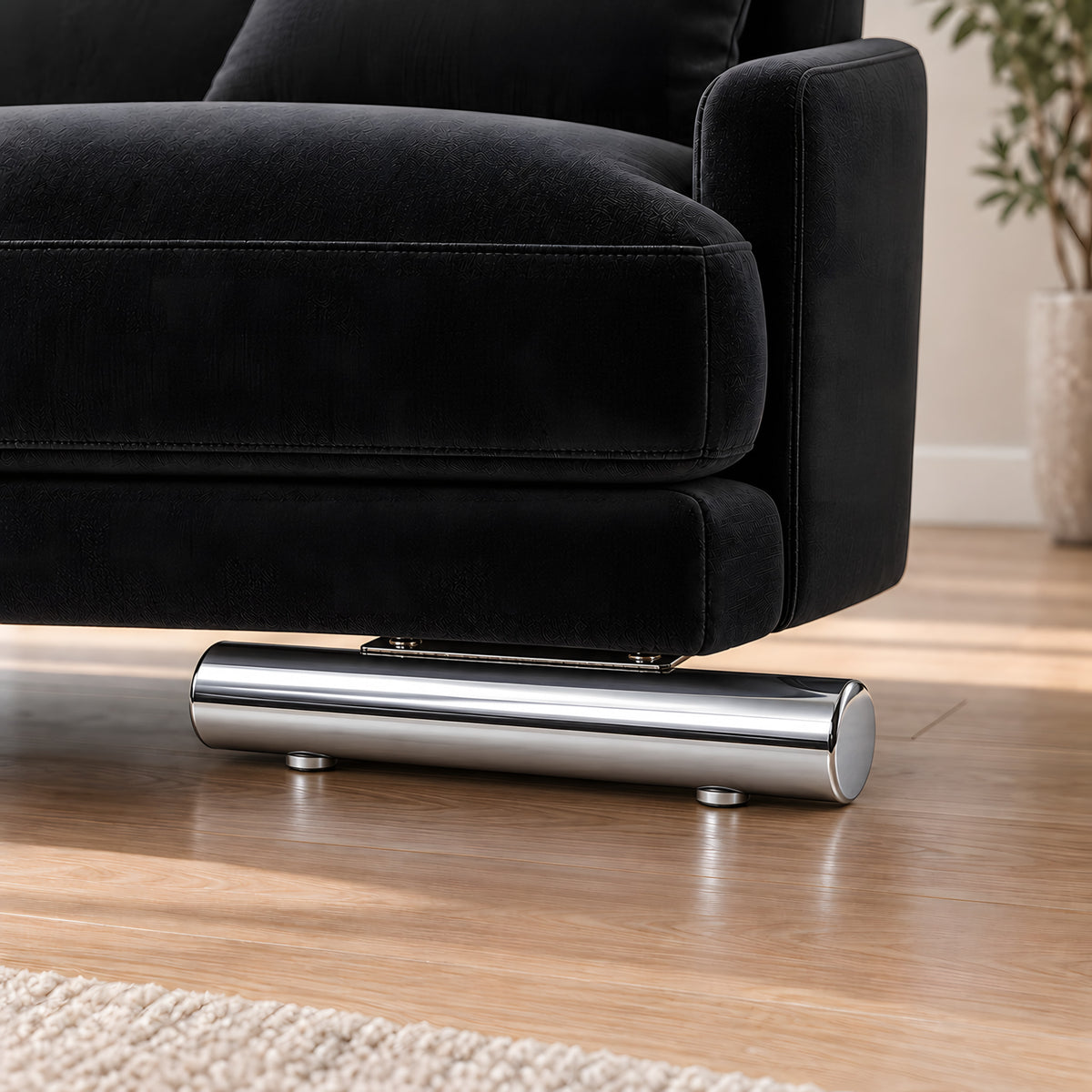 Metal leg S 14 40 × 15 cm black — Metal leg S 14 40 × 15 cm black · on a sofa, living room