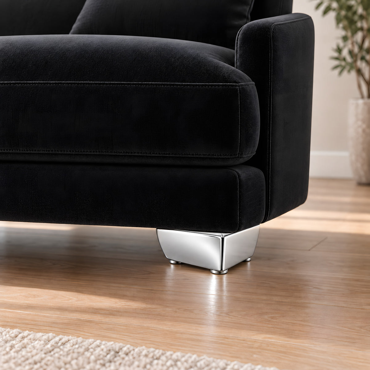 Metal leg S 16 5.5 × 11 cm — Metal leg S 16 5.5 × 11 cm · on a sofa, living room