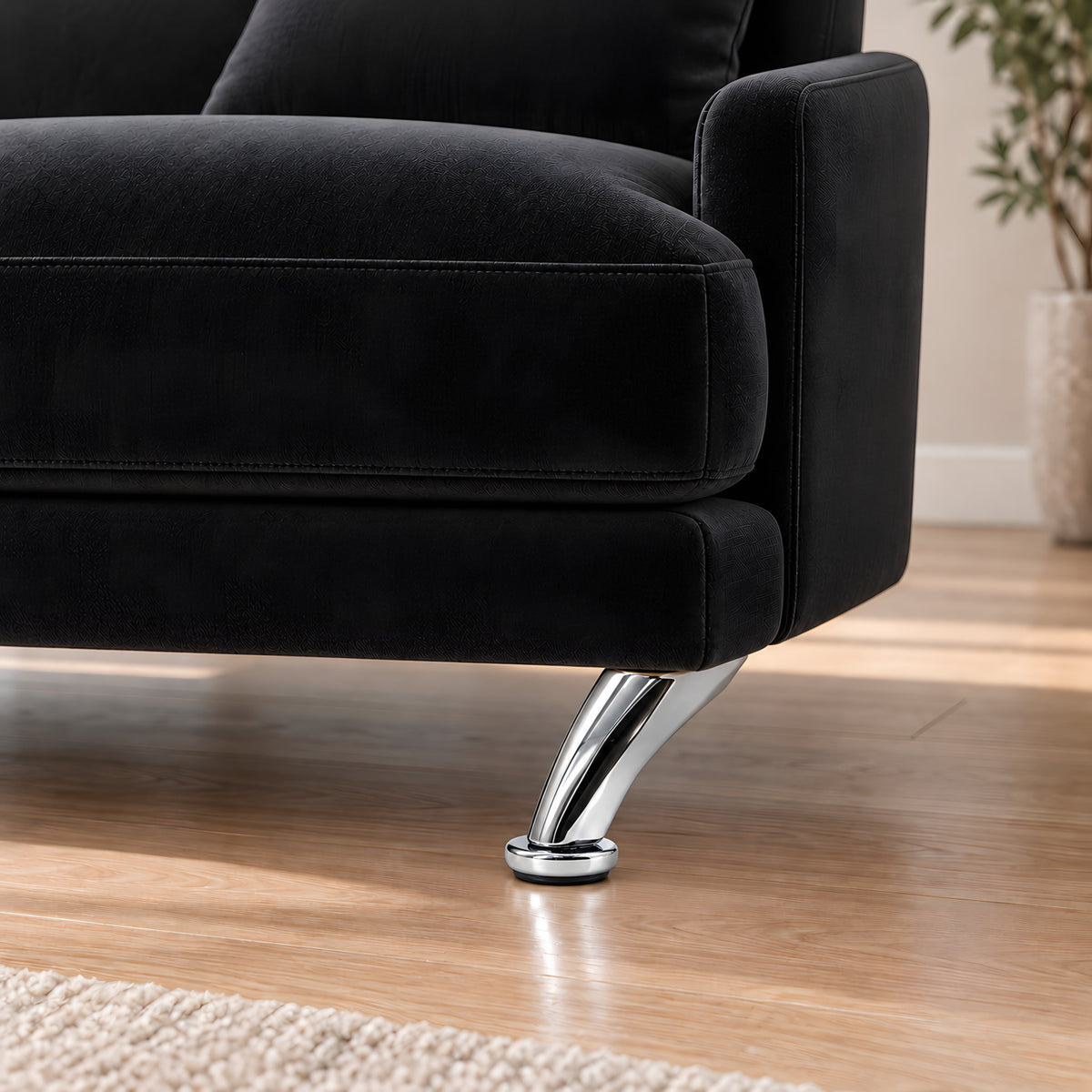 Metal leg S 20 9.5 cm — Metal leg S 20 9.5 cm · on a sofa, living room