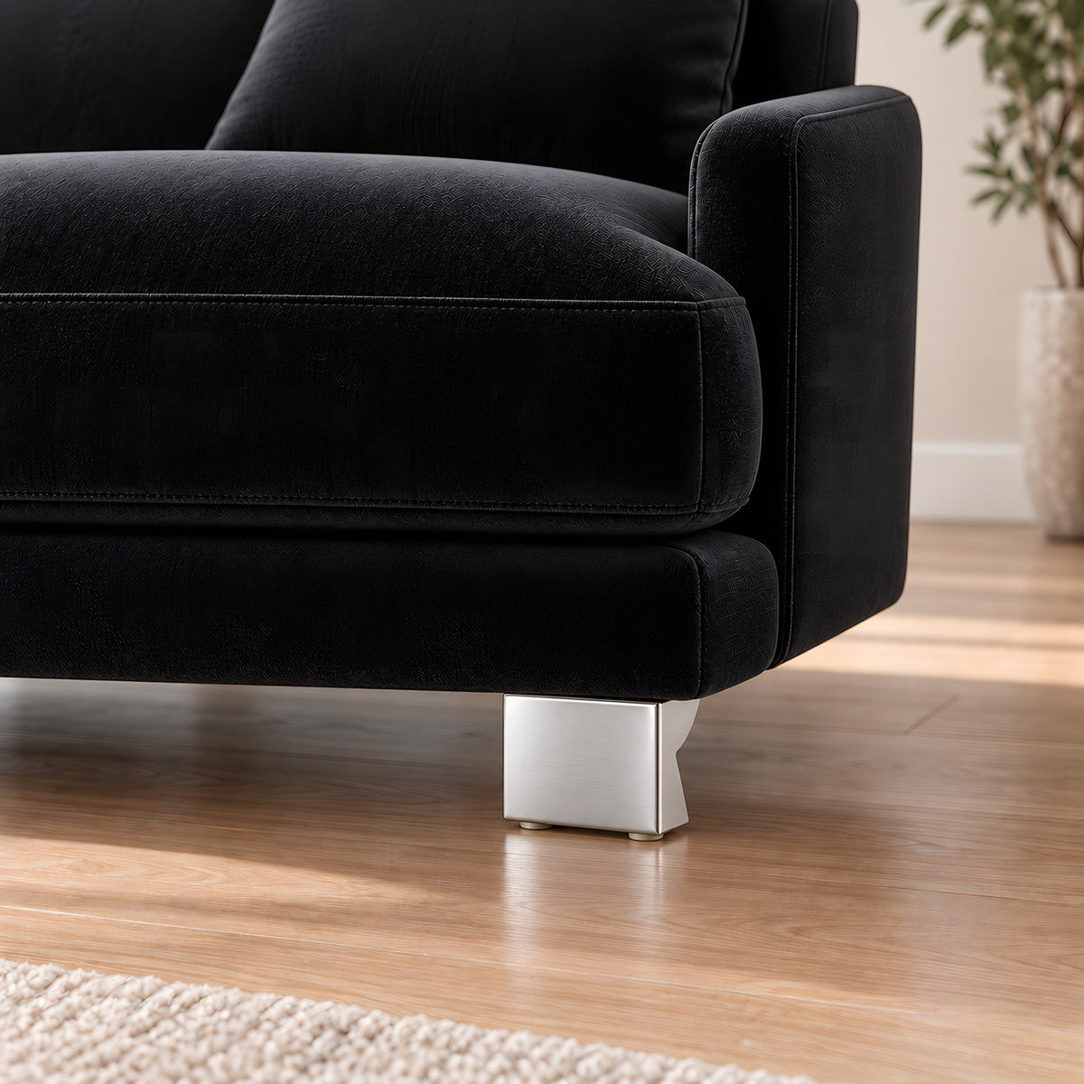Metal leg S 25 8 cm — Metal leg S 25 8 cm · on a sofa, living room