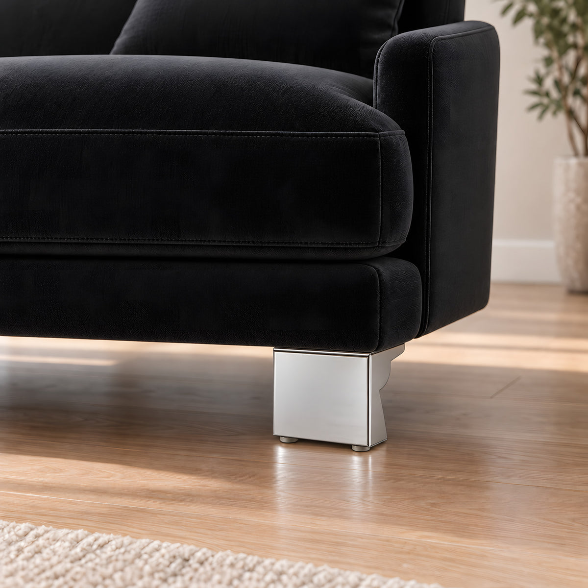 Metal leg S 27 12 cm — Metal leg S 27 12 cm · on a sofa, living room