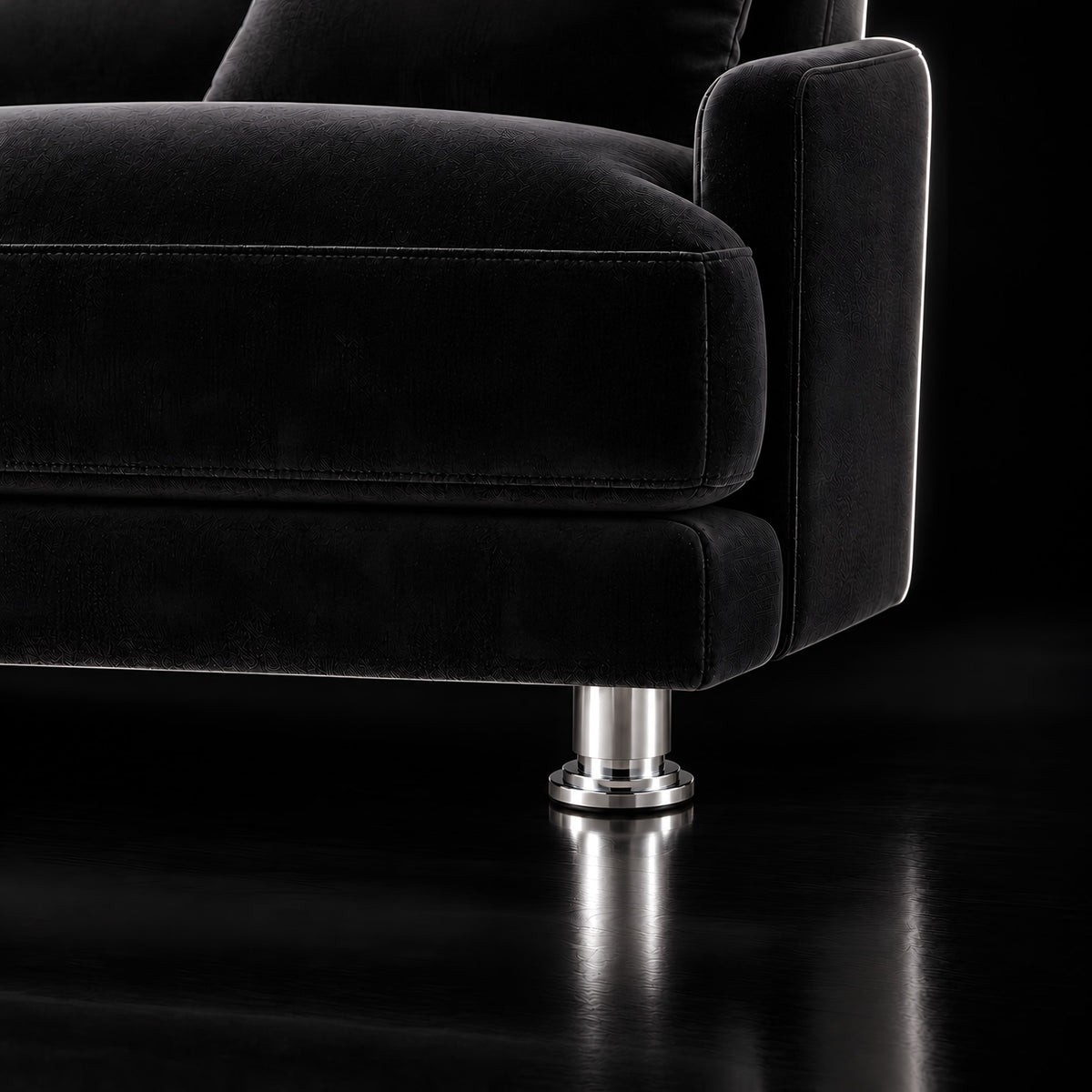 Metal leg S 28 8 cm — Metal leg S 28 8 cm · on a sofa, black studio