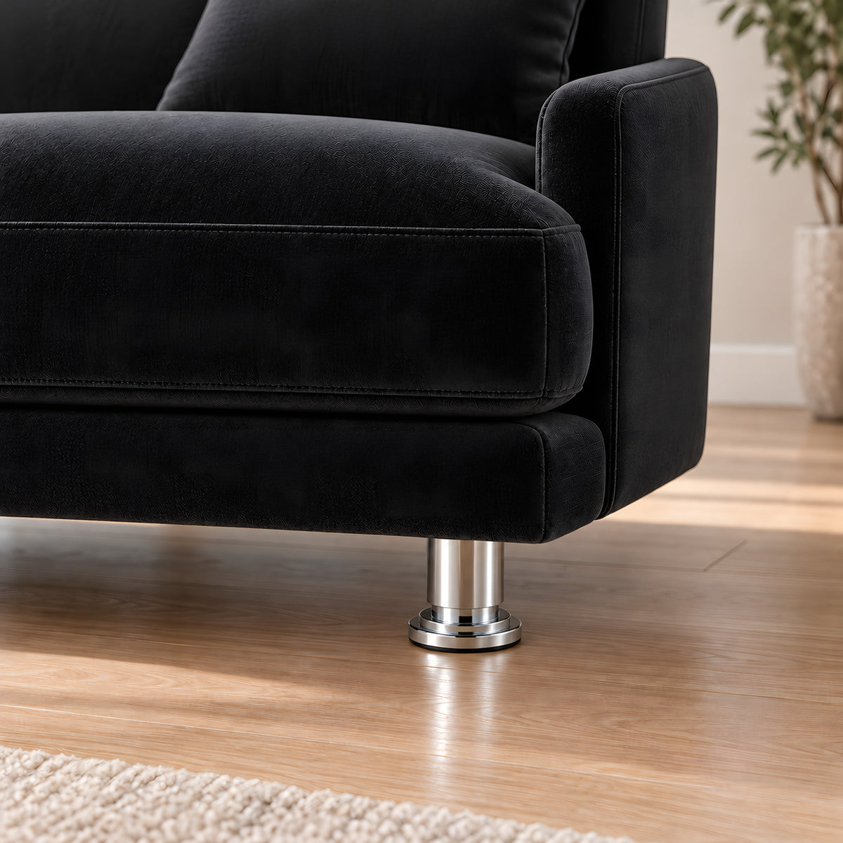 Metal leg S 28 8 cm — Metal leg S 28 8 cm · on a sofa, living room