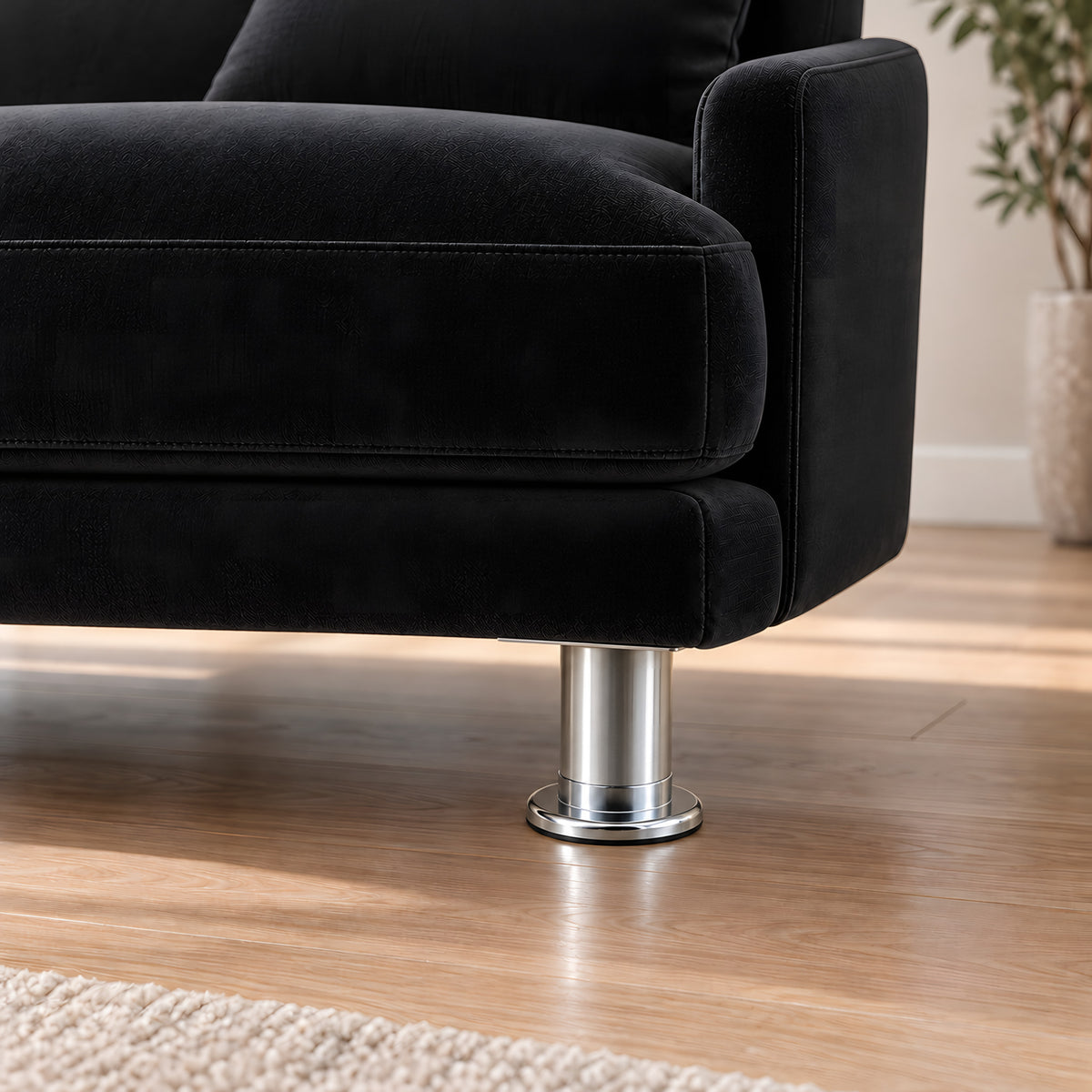 Metal leg S 29 10 cm — Metal leg S 29 10 cm · on a sofa, living room