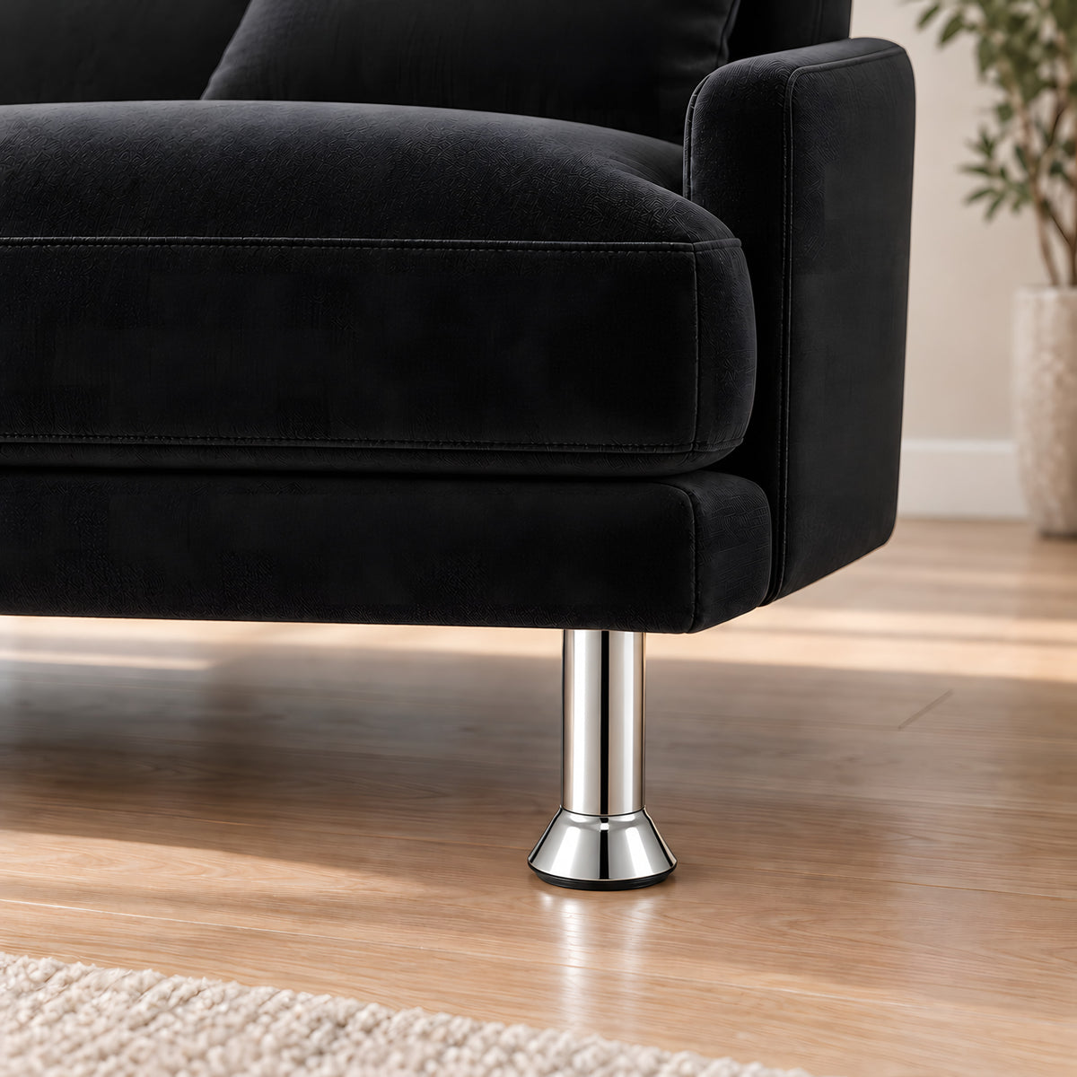 Metal leg S 34 10 cm — Metal leg S 34 10 cm · on a sofa, living room
