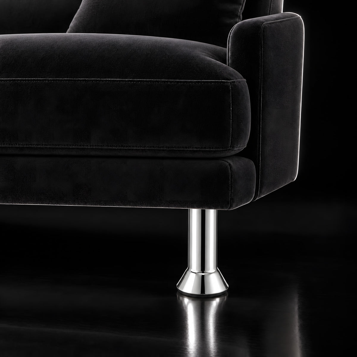 Metal leg S 35 12 cm — Metal leg S 35 12 cm · on a sofa, black studio