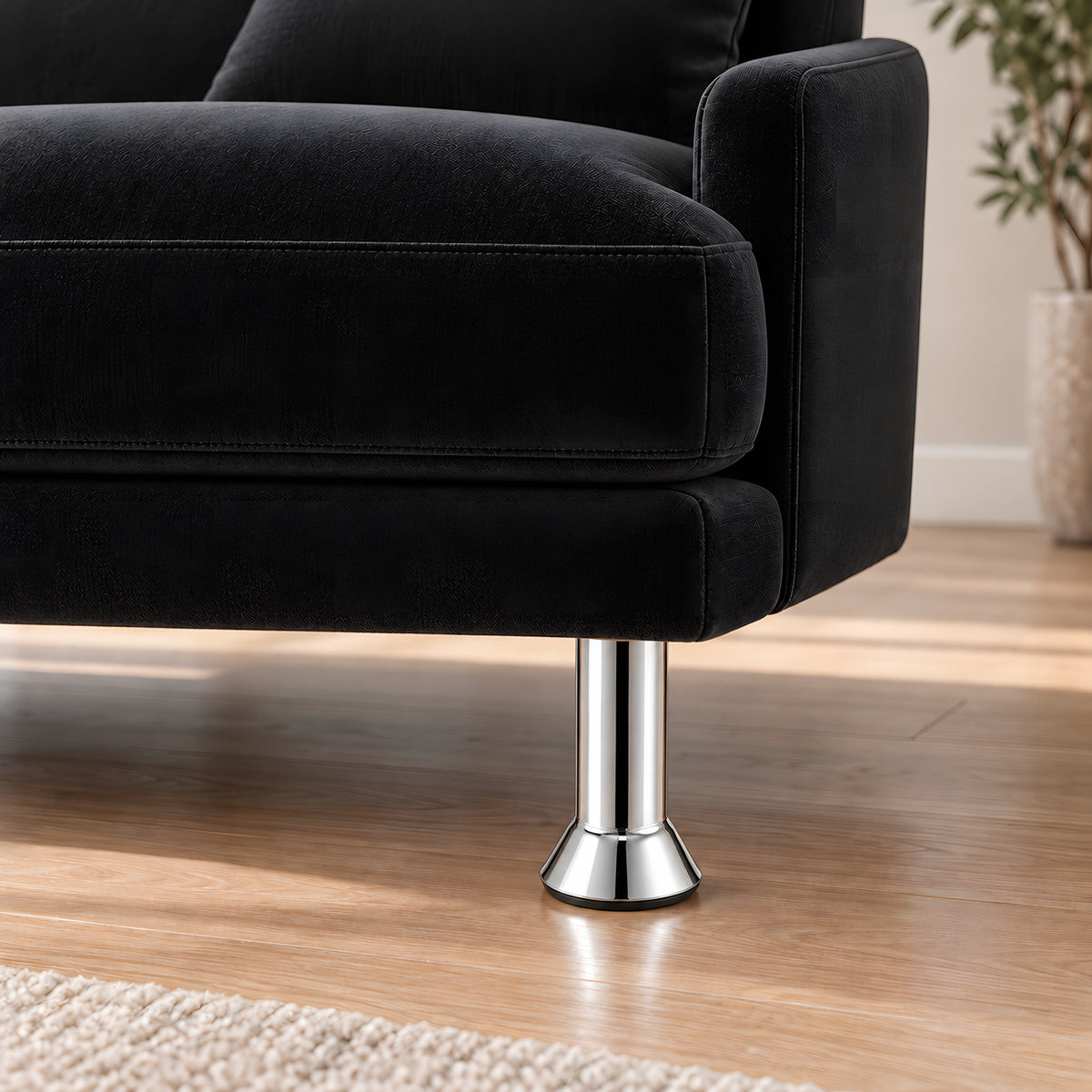Metal leg S 35 12 cm — Metal leg S 35 12 cm · on a sofa, living room
