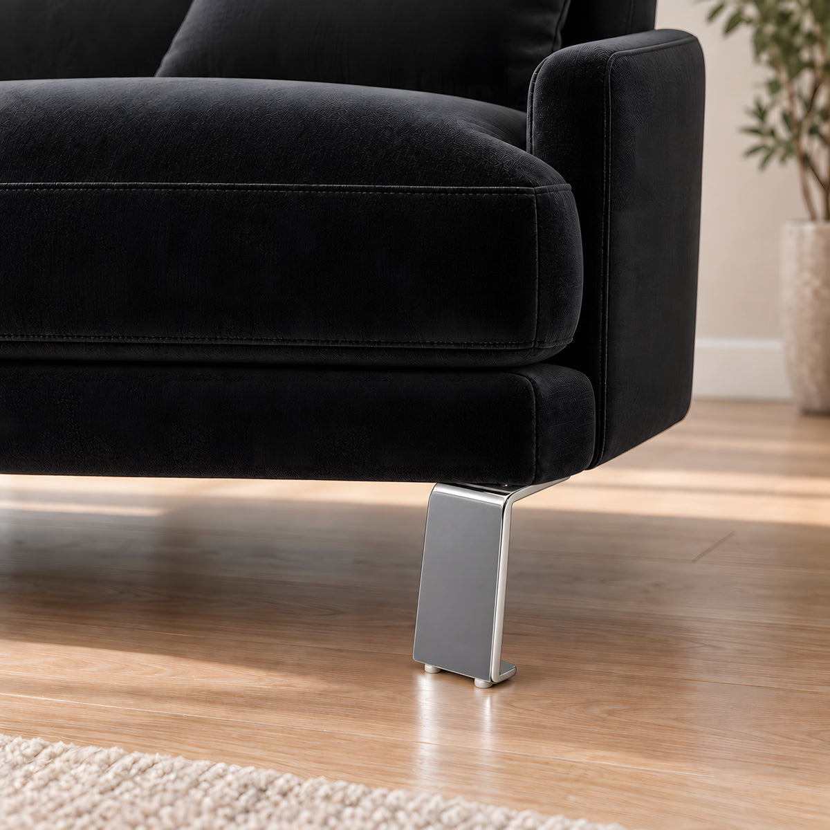 Metal leg S 43 10 cm — Metal leg S 43 10 cm · on a sofa, living room
