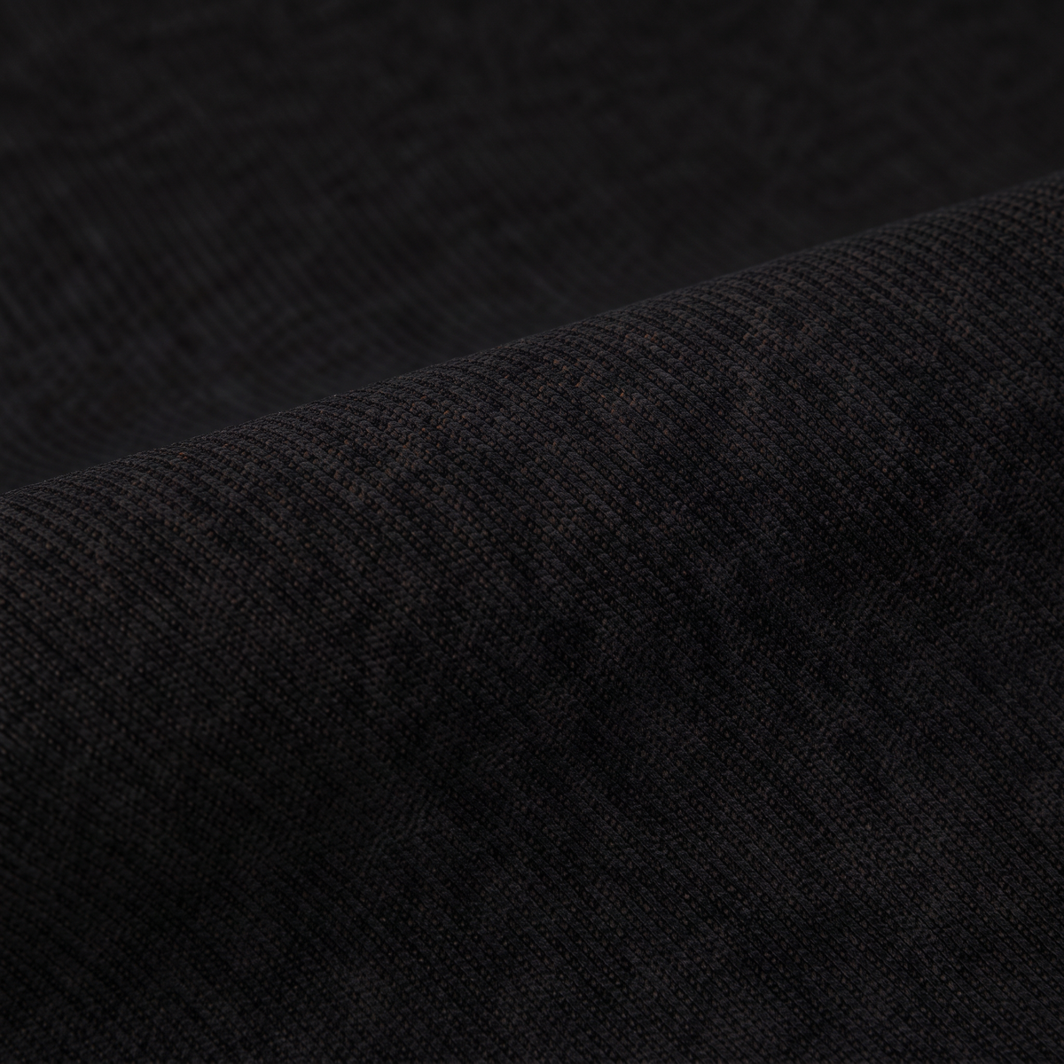 TORINO fabric 140 cm — Ύφασμα TORINO-48 σε απαλή κυματιστή πτυχή, μαύρο με λεπτή ύφανση.